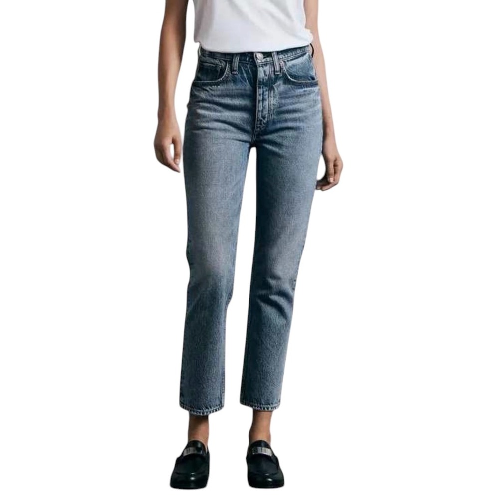 Rag & Bone Nina High Rise Ankle Cigarette Jeans Norwalk Wash Size 27 Blue Slim